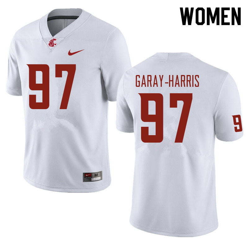 Women #97 Ty Garay-Harris Washington State Cougars Football Jerseys Sale-White